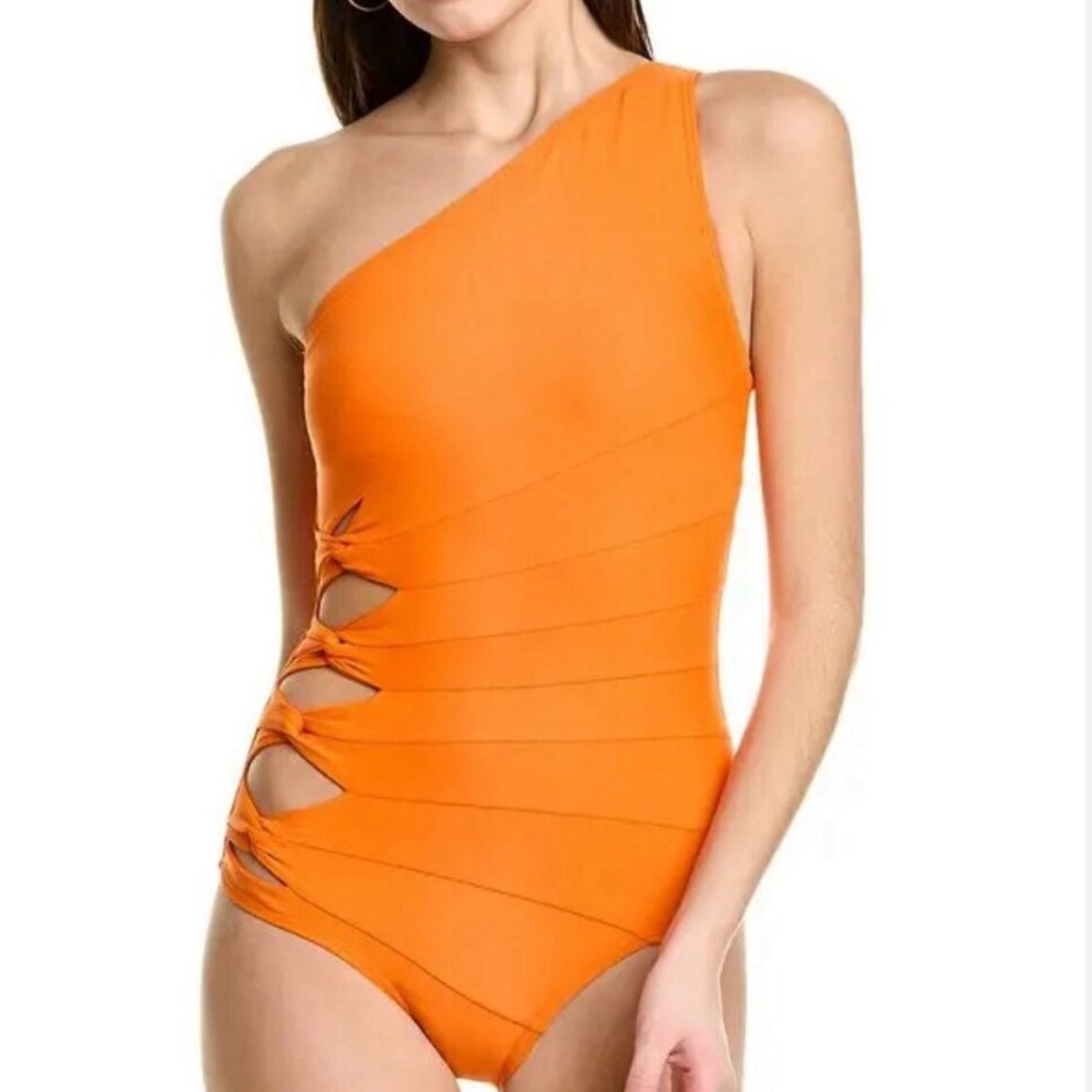 Carmen Marc Valvo Orange One-Shoulder Women's One Piece